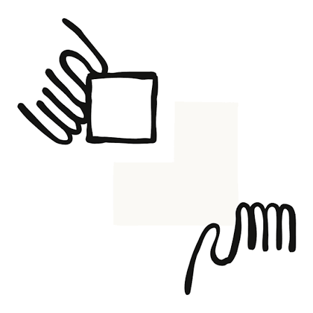 Illustrated hand holding a card with a squiggle, representing enterprise adoption of Claude